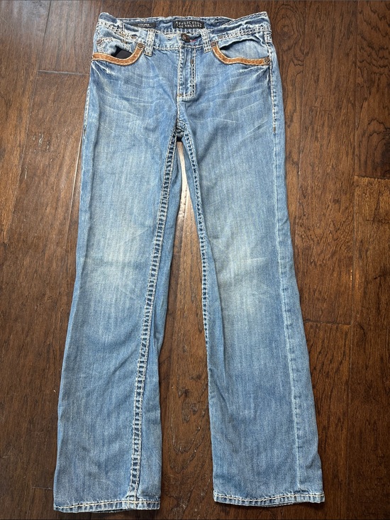Affliction Other - Affliction Light Blue Flare Jeans with Tan Trim